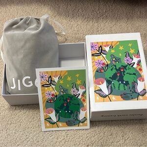 Jiggy Green Floral Puzzle with Velvet Storage Bag